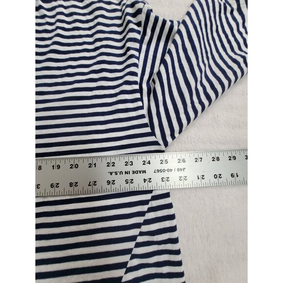 7 For All Mankind Womens Striped Long-Sleeve Tie-Hem Top XL Navy/White New - Picture 7 of 8